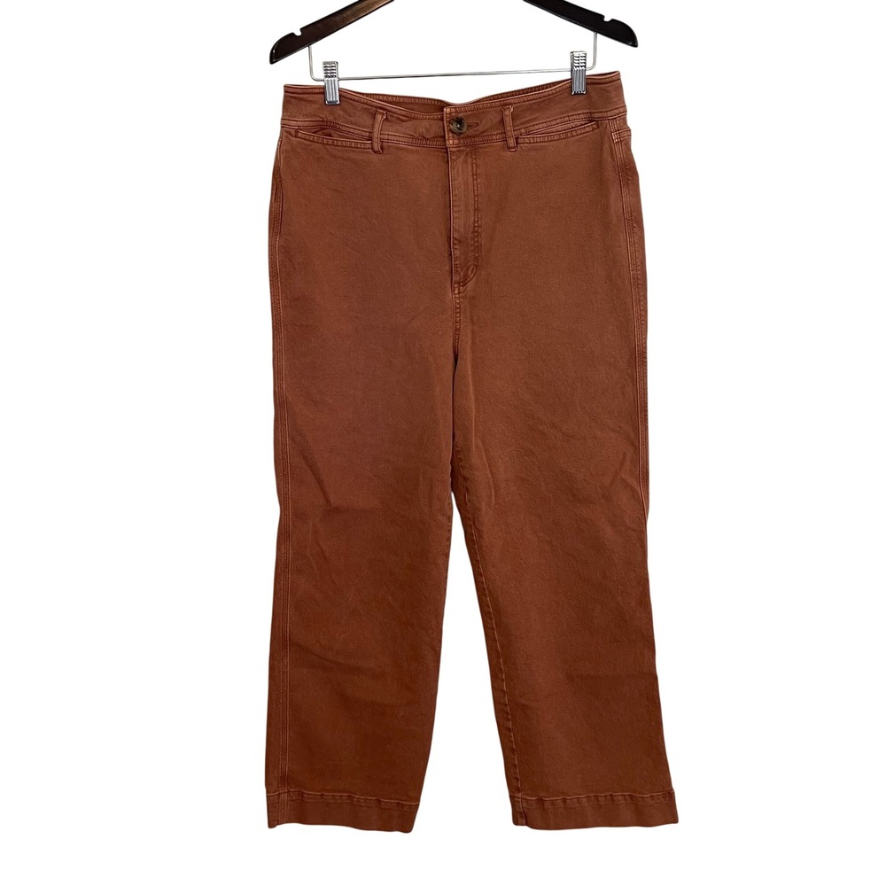 LOFT Made and Loved High Waist Slim Wide Leg Pants Rust Brown Size 31 12